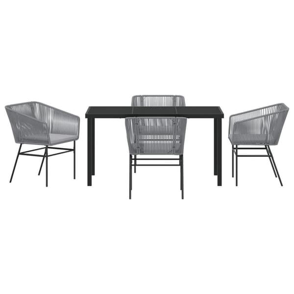 Trädgårdsmöbelset med kudde 5 pcs Grå Pulverlackerat stål