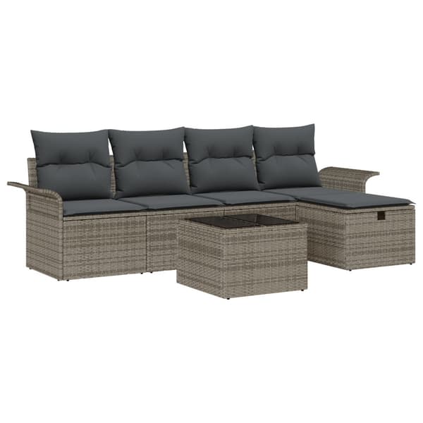 Trädgårdsoffset 6 st Poly rattan
