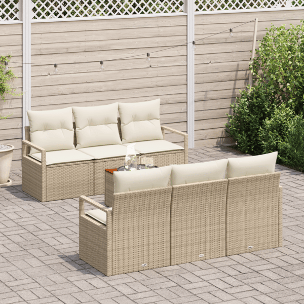 Trädgårdsoffset 7 st Beige och gräddfärgad konstrotting