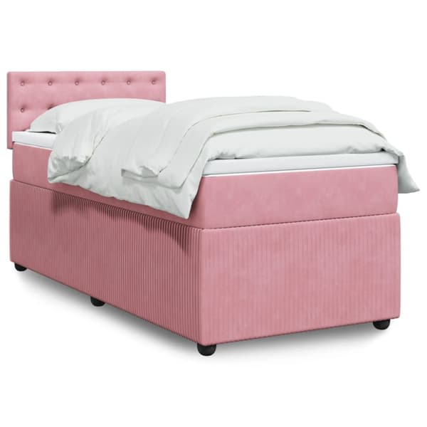 Ramsäng med madrass rosa 90x200 cm sammet