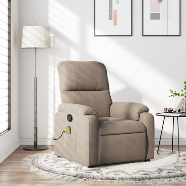 Massagefåtölj taupe mikrofibertyg