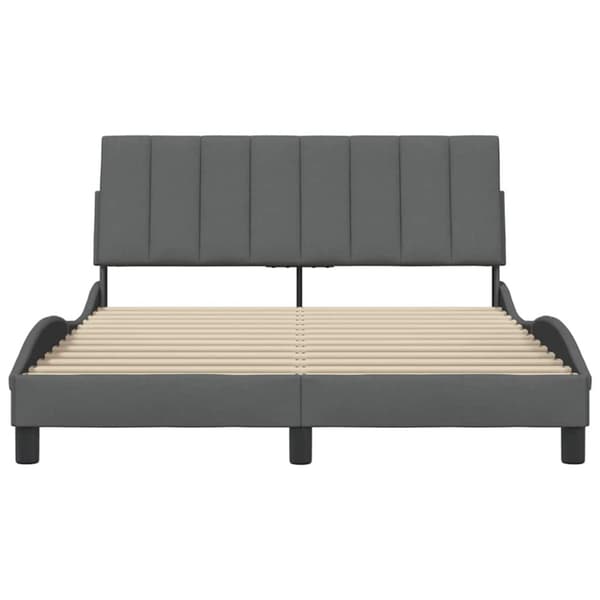 Bed Frame without Mattress "Hanko" Dark Grey 140x190 cm Fabric