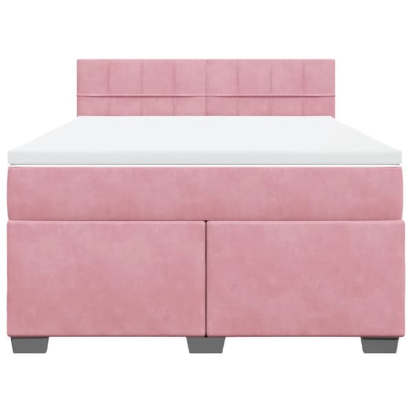 Ramsäng med madrass rosa 140x190 cm sammet