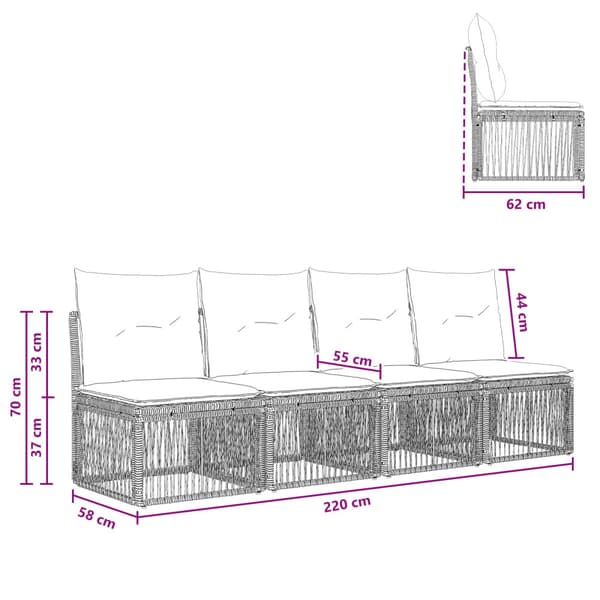 4-sitssoffa 4 pcs 4-Antal sittplatser Grå konstrotting