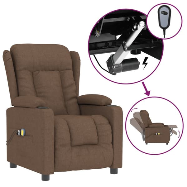 Elektrisk massagefåtölj brun tyg