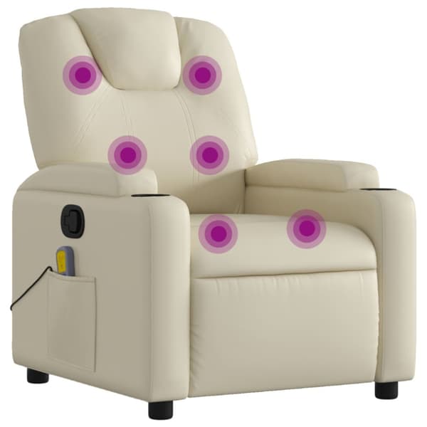 Massagefåtölj krämfärgad konstläder