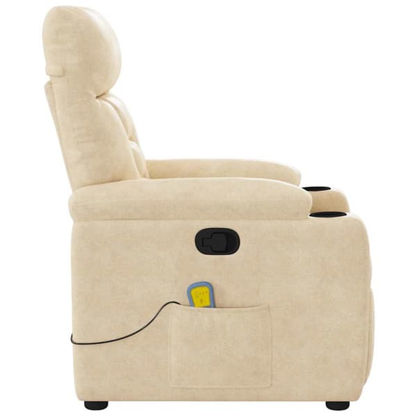 Massagefåtölj gräddvit mikrofibertyg