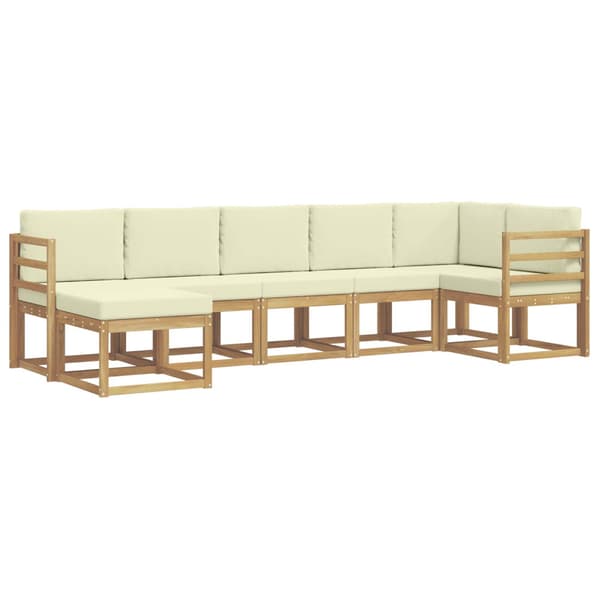 Utomhussoffset med kudde 7 pcs Vit och grädde Polyester