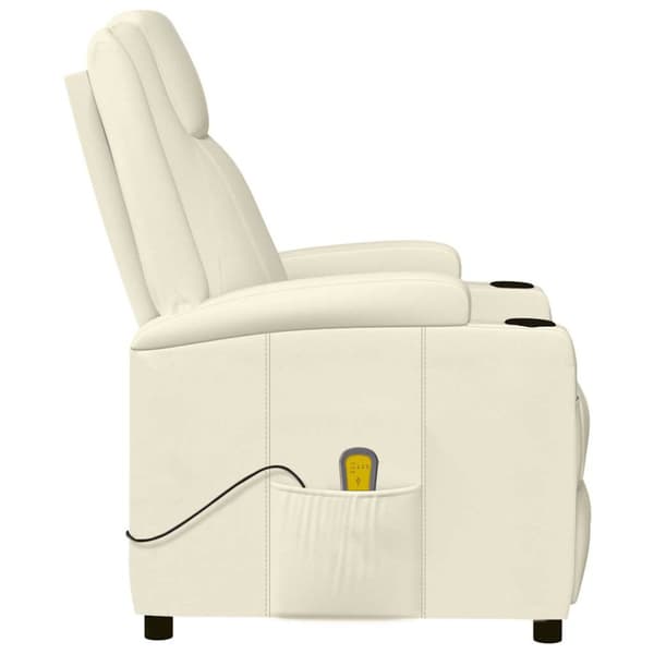 Massagefåtölj gräddvit konstläder