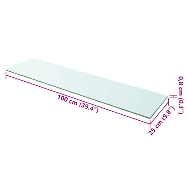 Hyllplan glas genomskinlig 100x25 cm