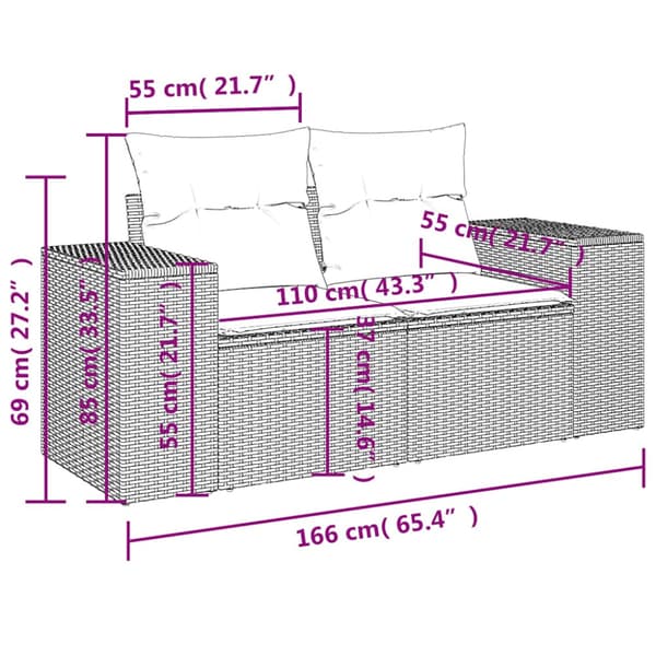 11 delar trädgårdssoffgrupp med dynor brun polyrotting