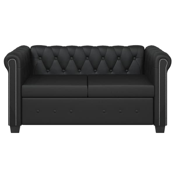 Chesterfield 2-sits konstläder svart