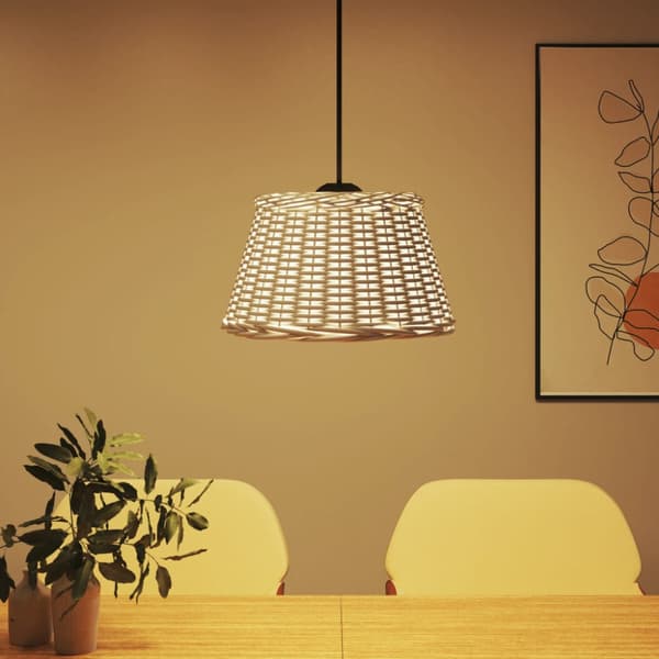 Taklampskärm vit Ø50x30 cm korgmaterial