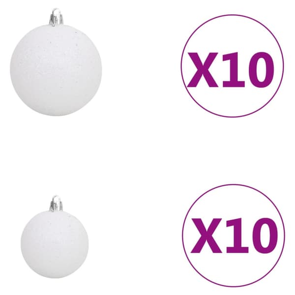 Belyst plastgran med kulor vit 210 cm PVC