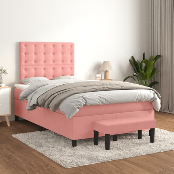 Ramsäng med madrass rosa 120x190 cm sammet