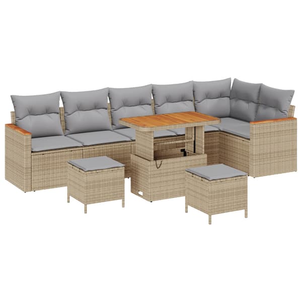 Trädgårdsoffset 9 pcs Beige konstrotting