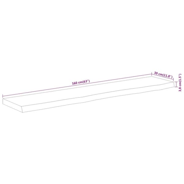 Bordsskiva 160x30x3,8 cm rektangulär massiv akacia rustik kant