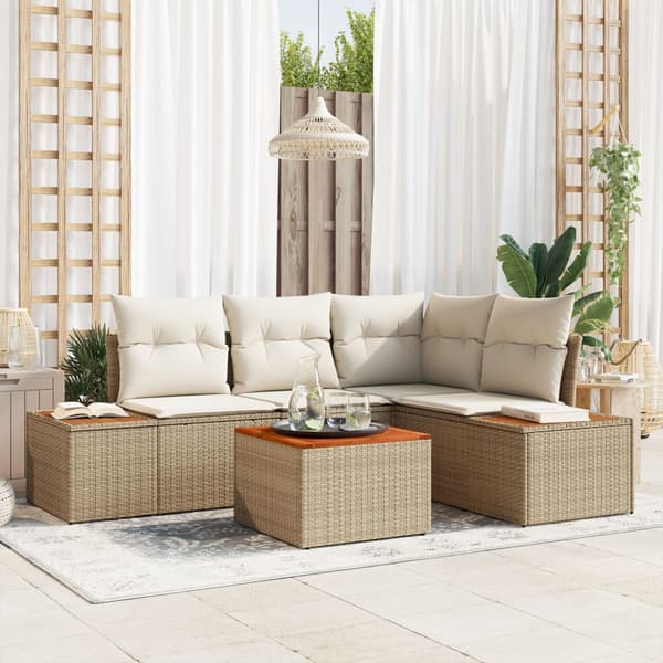Trädgårdsoffset 5 st Beige Poly rattan