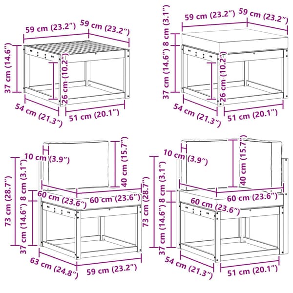 Utomhussoffset med kudde 8 pcs Vit och antracit Polyester