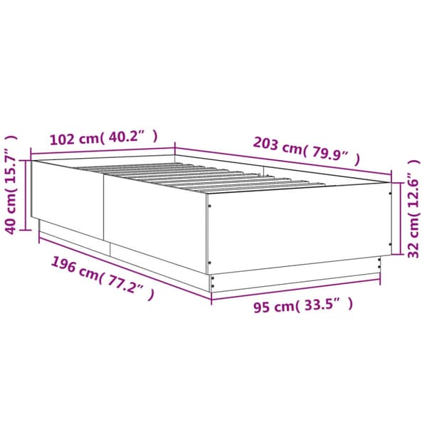 Sängram vit 100x200 cm konstruerad trä