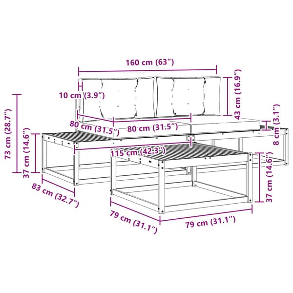 Utomhussoffset med kudde Vit 79 x 79 x 37 cm Polyester