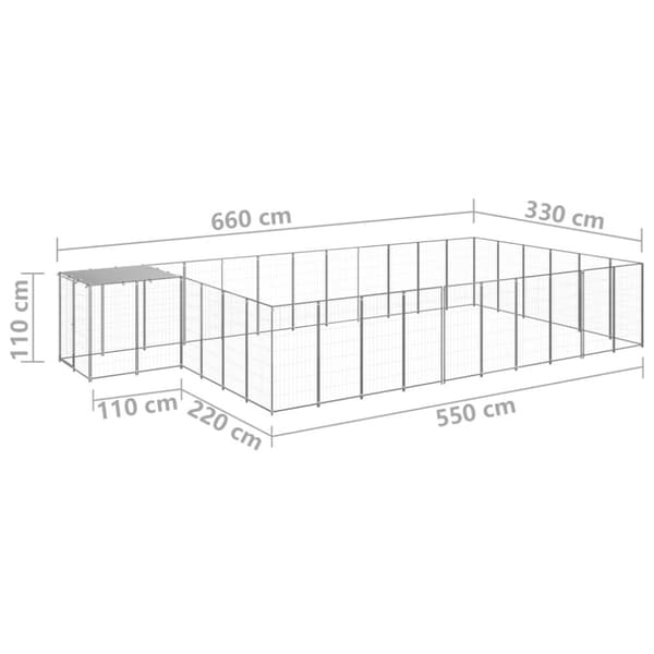 Hundgård silver 19,36 m² stål