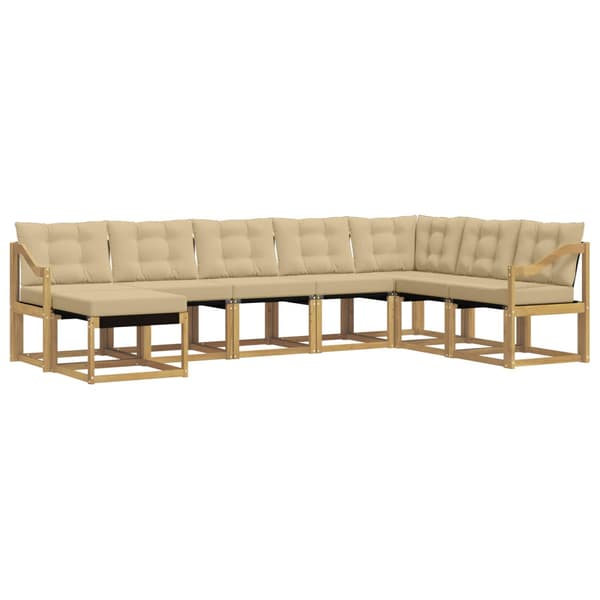 Utomhussoffset med kudde 8 pcs Vit och Beige
