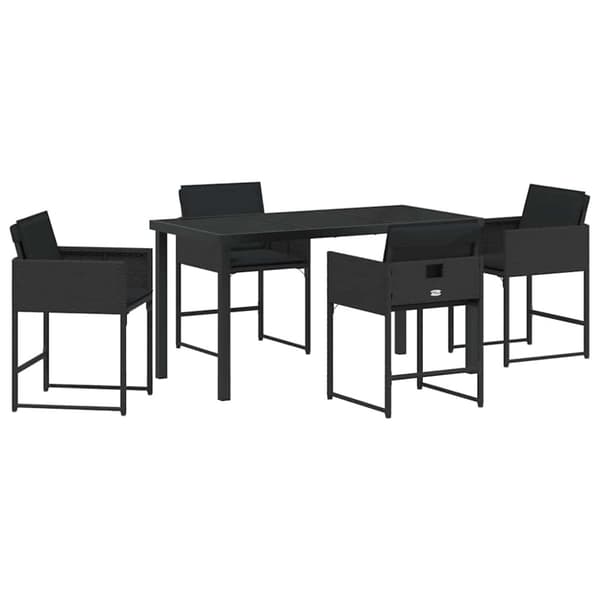 Trädgårdsmöbelset 5 pcs Svart konstrotting