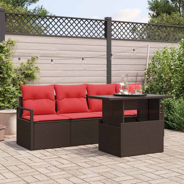 Trädgårdsoffset 5 st Brun Poly rattan