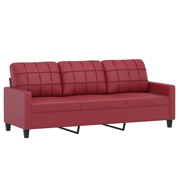 3-sitssoffa vinröd 180 cm konstläder