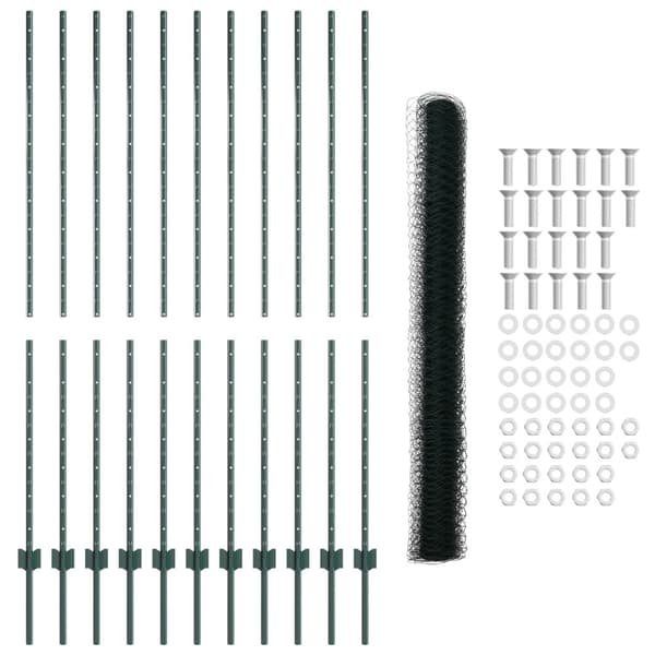 Stängsel med stolpe Grön 1,5 x 25 m Stål
