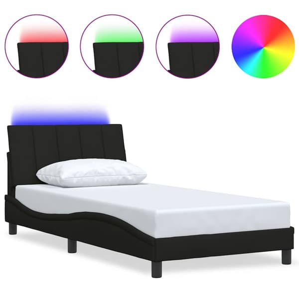 Bed Frame without Mattress "Hanko" Black 100x200cm Fabric