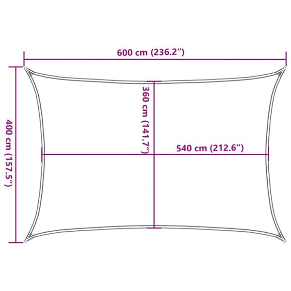 Solsegel 160 g/m² rektangulär ljusgrå 4x6 m HDPE