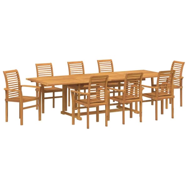 Trädgårdsmöbelset 9 pcs Brun Massivt teakträ