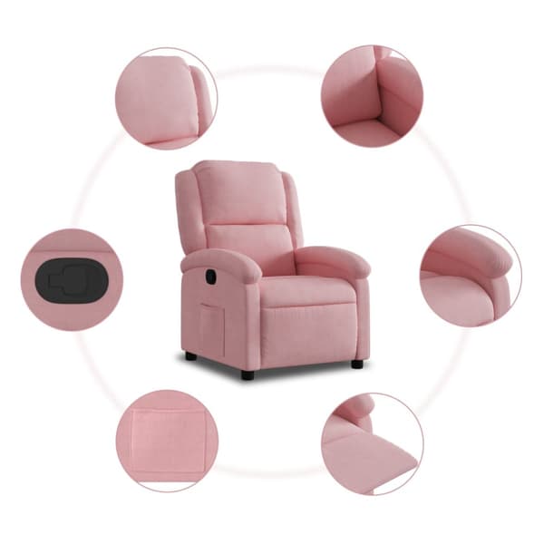 Reclinerfåtölj rosa sammet