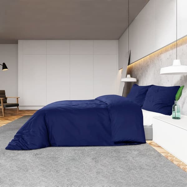 Bäddset marinblå 200x200 cm bomull