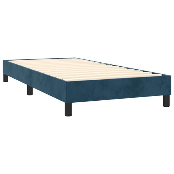 Ramsäng med madrass mörkblå 90x190 cm sammet