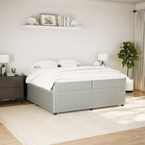 Ramsäng med madrass ljusgrå 200x200 cm sammet