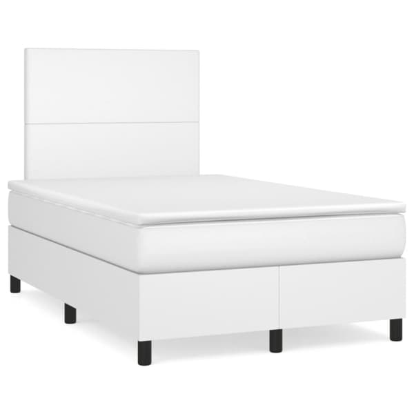 Ramsäng med madrass vit 120x190 cm konstläder