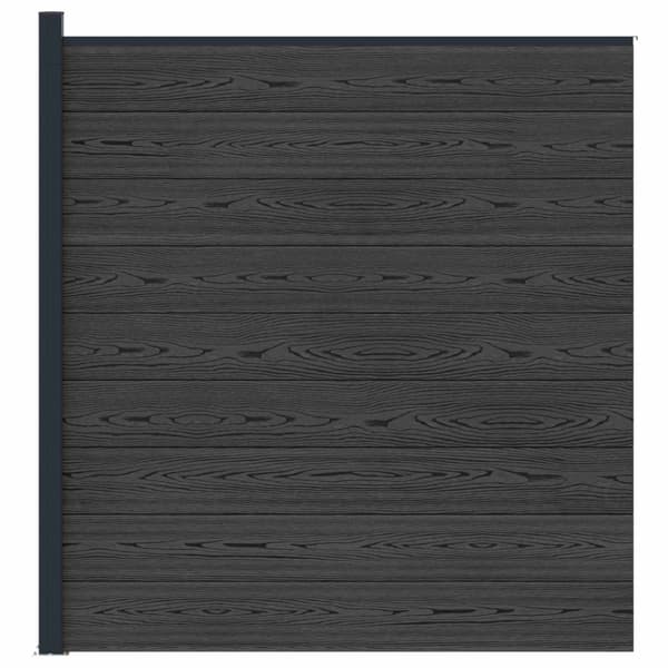 Stängselpanel WPC och aluminium Svart