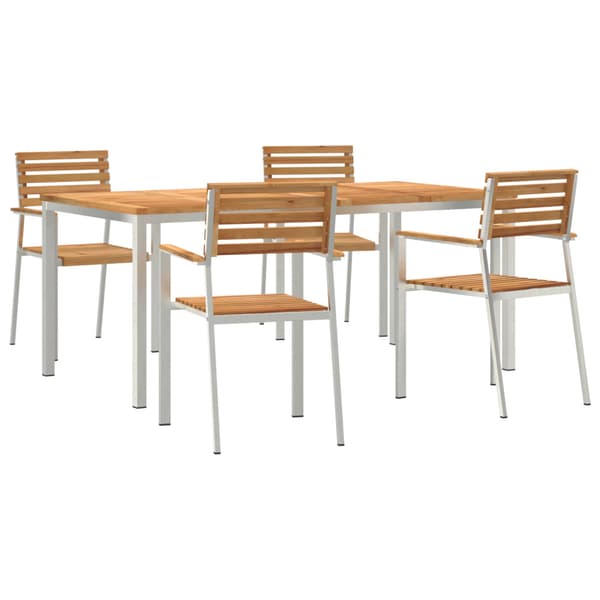 Trädgårdsmöbelset 5 pcs Brun Massivt teakträ