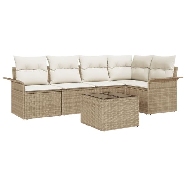 Trädgårdsoffset 6 st Beige konstrotting