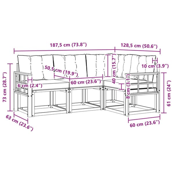 Utomhussoffset med kudde 4 pcs Vit och Beige
