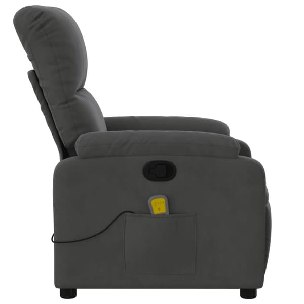 Massagefåtölj mörkgrå mikrofibertyg