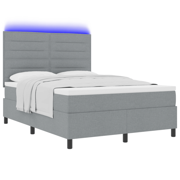 Bäddfjäder med madrass med led Ljusgrå 140 x 190 cm tyg