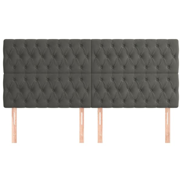 Sänggavel mörkgrå 180x7x118/128 cm sammet