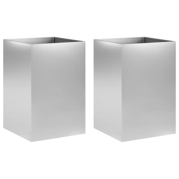 Trädgårdsplanterare 2 st Silver 40 x 40 x 75 cm