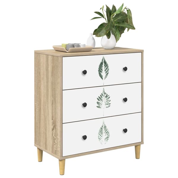 Kommode HANAU Grön lövtryck 66 x 36,5 x 75 cm Konstruerat trä