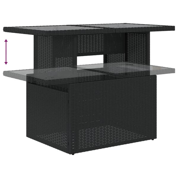 Trädgårdsoffset med kudde 9 pcs Svart konstrotting