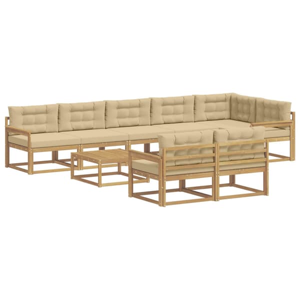 Utomhussoffset 9 pcs Vit och Beige 79 x 79 x 37 cm Polyester